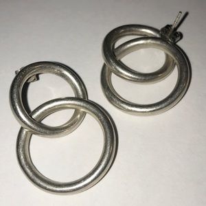 Minimal sterling silver hoop link earrings